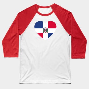 I Love Dominican Republic // Heart-Shaped Dominican Flag Baseball T-Shirt